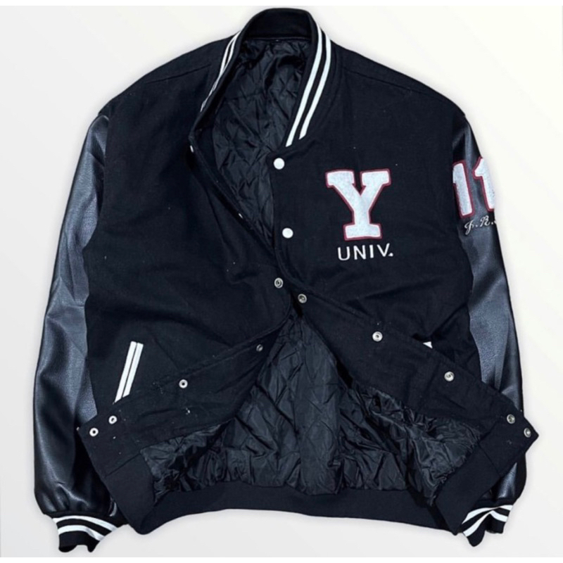 Jual Yonsei University Faux Leather Varsity Jacket Shopee Indonesia