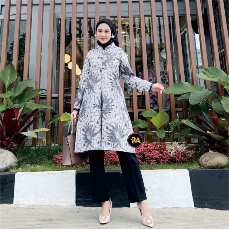 Jual batik couple modern seragam kantor kekinian kemeja tunik | Shopee