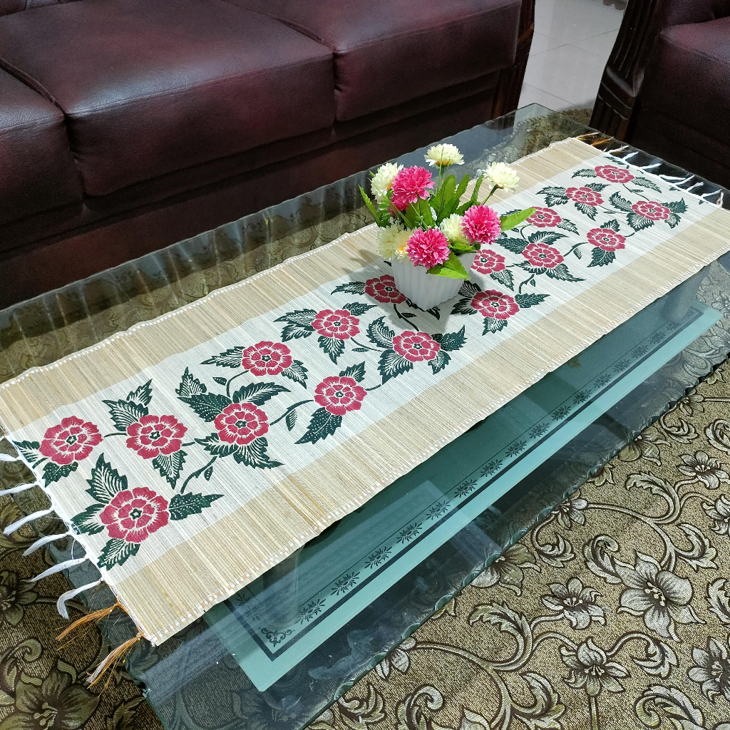 Jual Taplak Meja Tamu Tenun Mendong Table Runner Lebaran Aesthetic