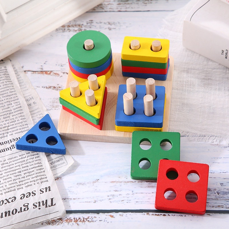 Jual Wooden Toys Matching Shape Mainan Kayu Mainan Balita Wooden Toys ...