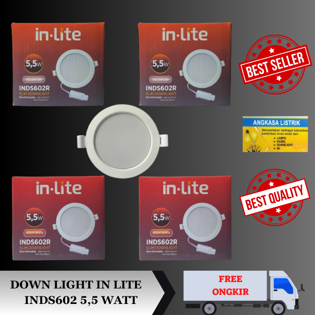 Jual LAMPU LED PLAFON INLITE SLIM DOWNLIGHT 5,5W 5,5 WATT - INDS602R ...