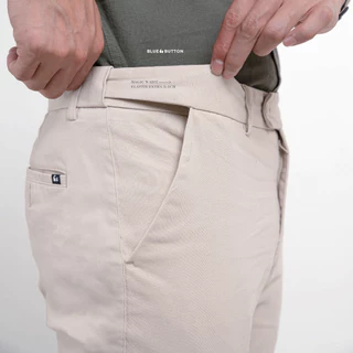 BLUEBUTTON Celana Chino Ankle Pants Slim Fit Cream