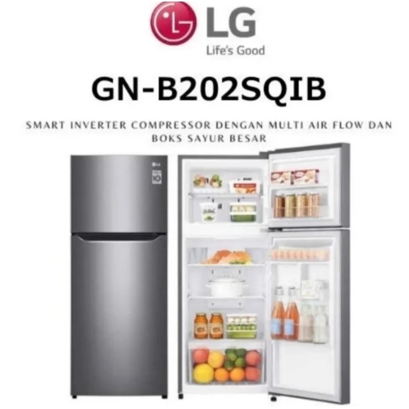 Jual KULKAS LG 2 PINTU INVERTER GN-B202SQIB | Shopee Indonesia