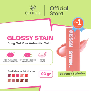 Emina Glossy Stain Melty Gel Lip Tint Glossy Finish Tahan Lama Dan Melembabkan