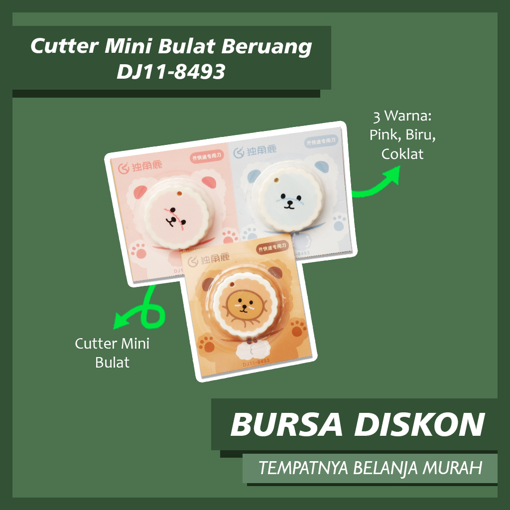Jual Cutter Mini Bulat Beruang DJ11-8493 Cuter Kater Pemotong Kertas ...