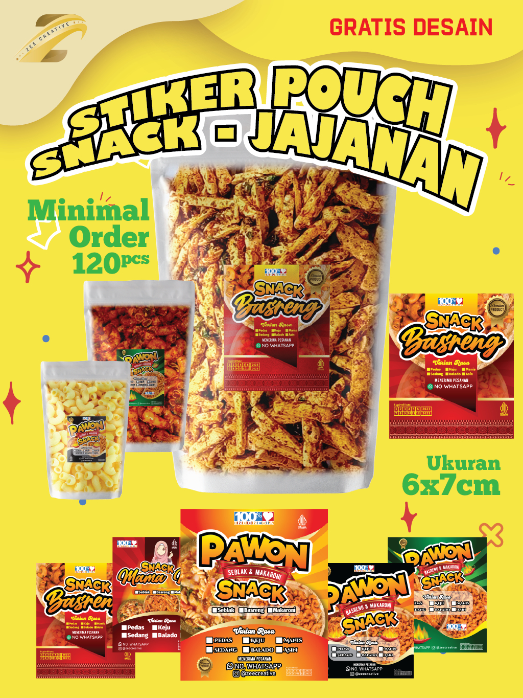 Jual Stiker Label Snack Jajanan Kemasan Pouch Plastik Product Makaroni ...