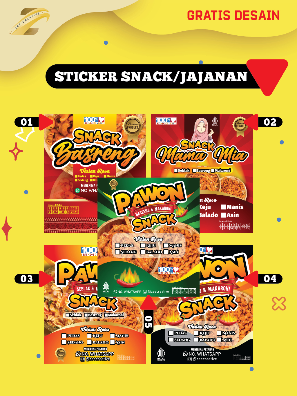 Jual Stiker Label Snack Jajanan Kemasan Pouch Plastik Product Makaroni ...