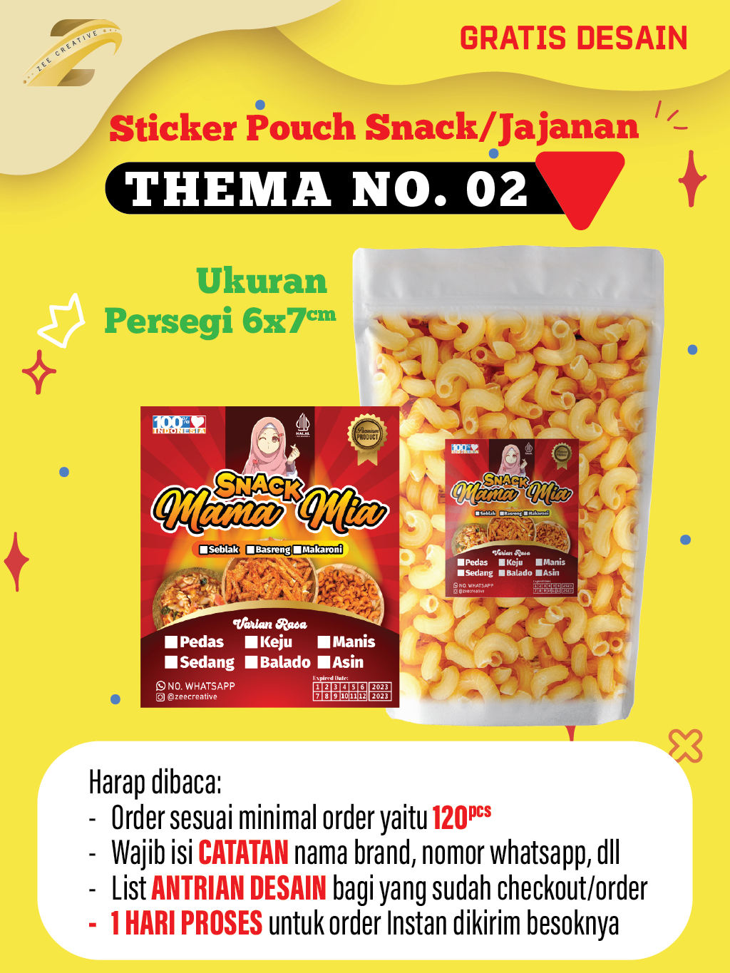 Jual Stiker Label Snack Jajanan Kemasan Pouch Plastik Product Makaroni ...