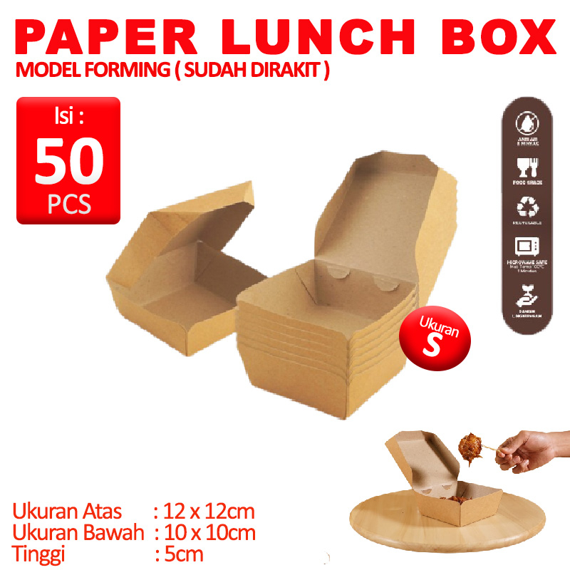 Jual Paper Lunch Box Forming 1 Pack Isi 50 Pcs Kraft Size S Shopee Indonesia