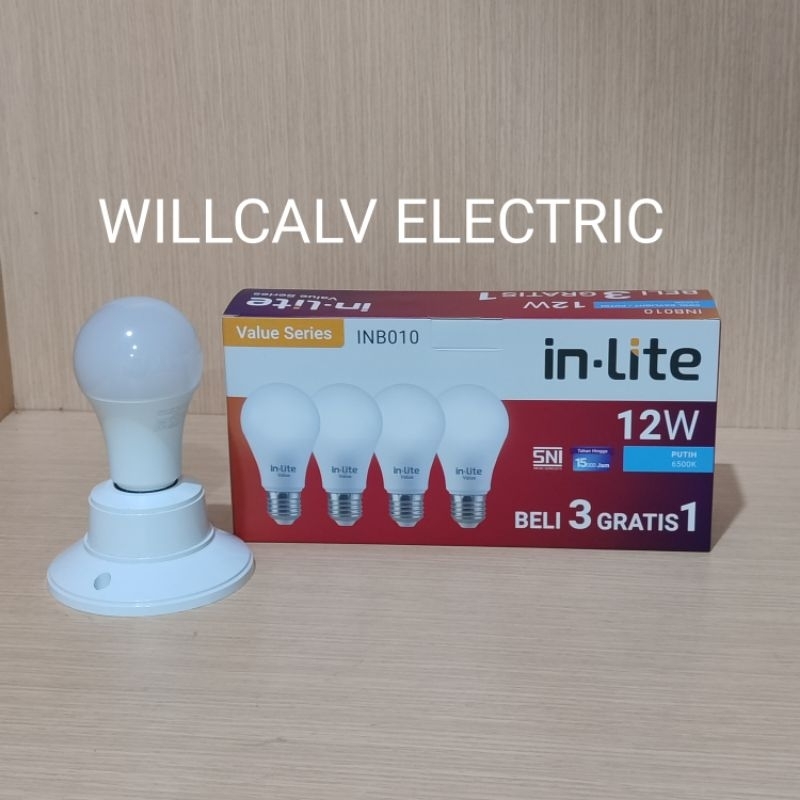 Jual Lampu led paket Inlite In-Lite 12W Pack 3 free 1 E27 6500K cahaya ...