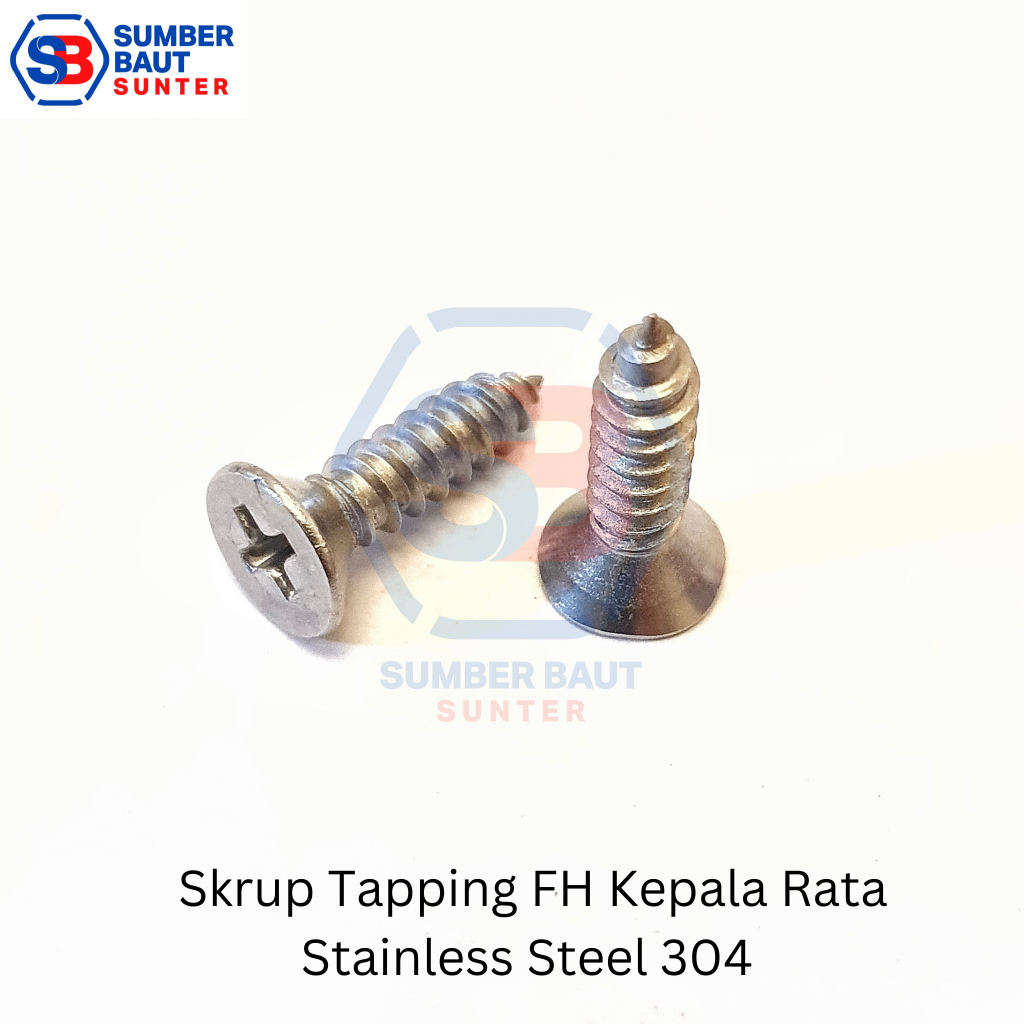 Jual FH 6x3/4 Tapping Screw Stainless 304 - Skrup Kepala Rata 6 x 3/4 ...