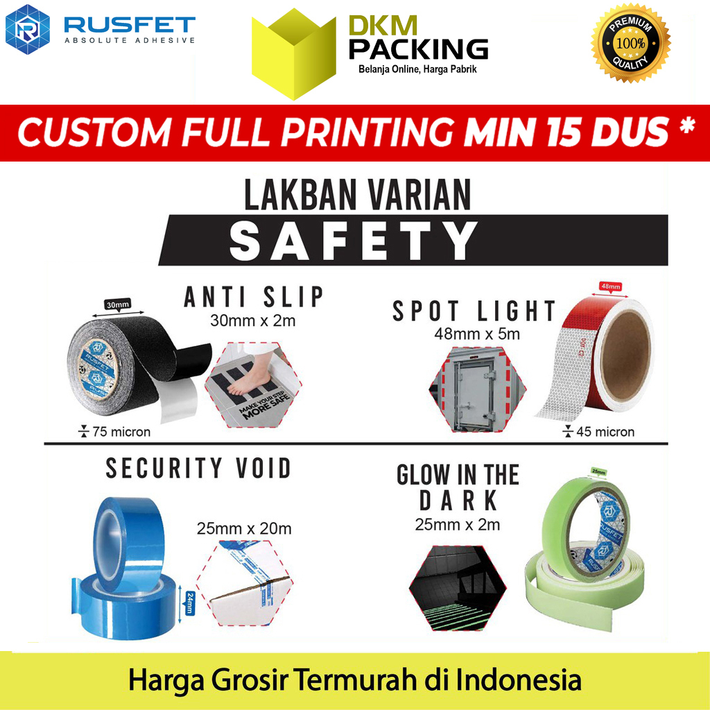 Jual Lakban SAFETY / SECURITY MARKING TAPE RUSFET PREMIUM TERMURAH ...