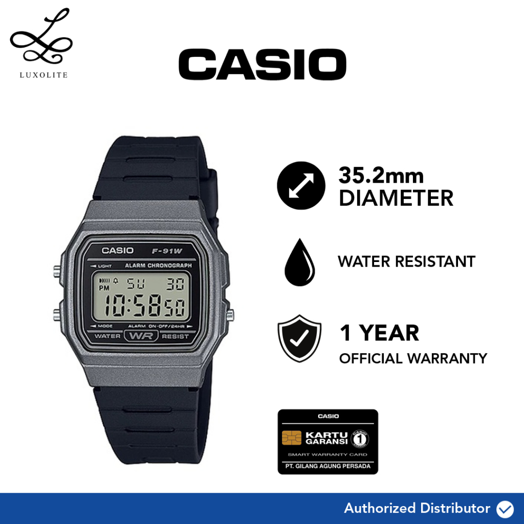 Jual [Luxolite] CASIO Jam Tangan Unisex Digital F-91WM-1BDF/ F-91WM-1B ...