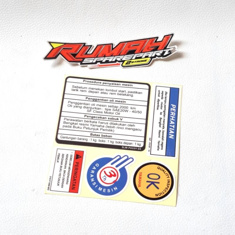 Jual MIO STIKER STICKER 1 SET WARNING OK GARANSI 3 TAHUN YAMAHA MIO ...