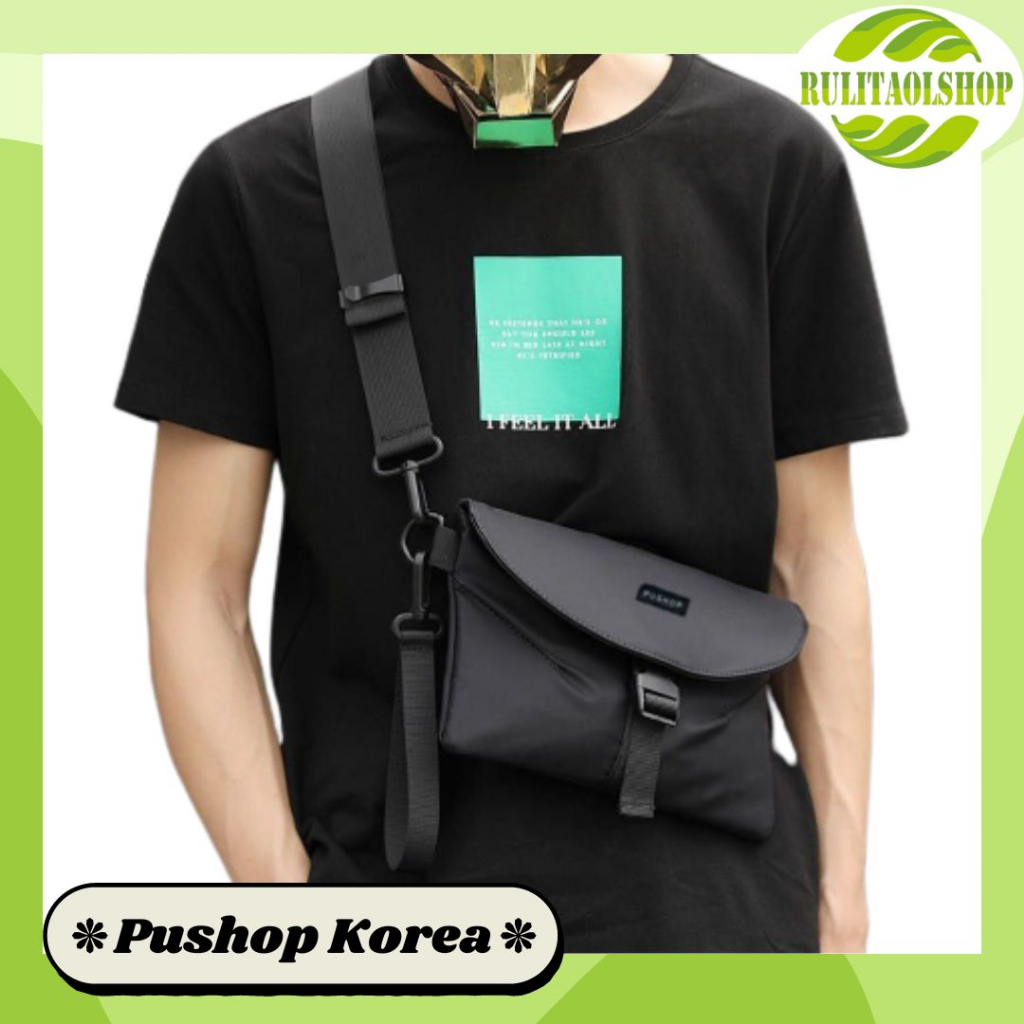 Tas Selempang Pria Pushop Slingbag Tas Bahu Korea Ready - Fashion Pria -  855933172