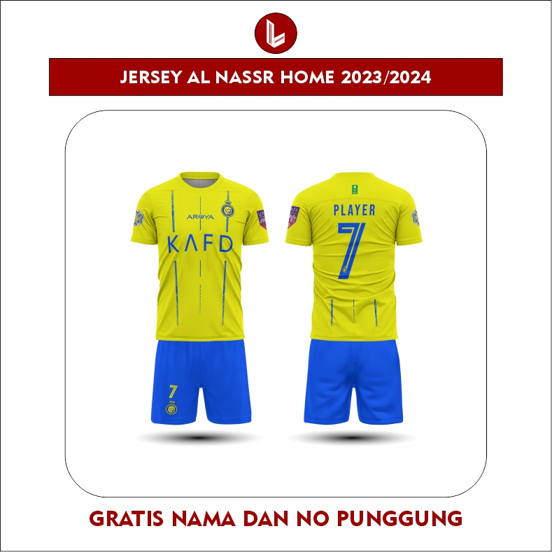 Jual Jersey Al Nassr Home 2023 2024 Premium Terbaru Gratis Nama Dan No