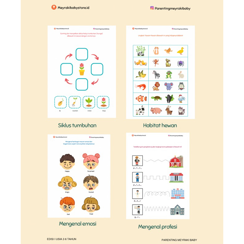 Jual Worksheet Anak Usia 2-6 Tahun | Worksheet Anak | Worksheet Anak