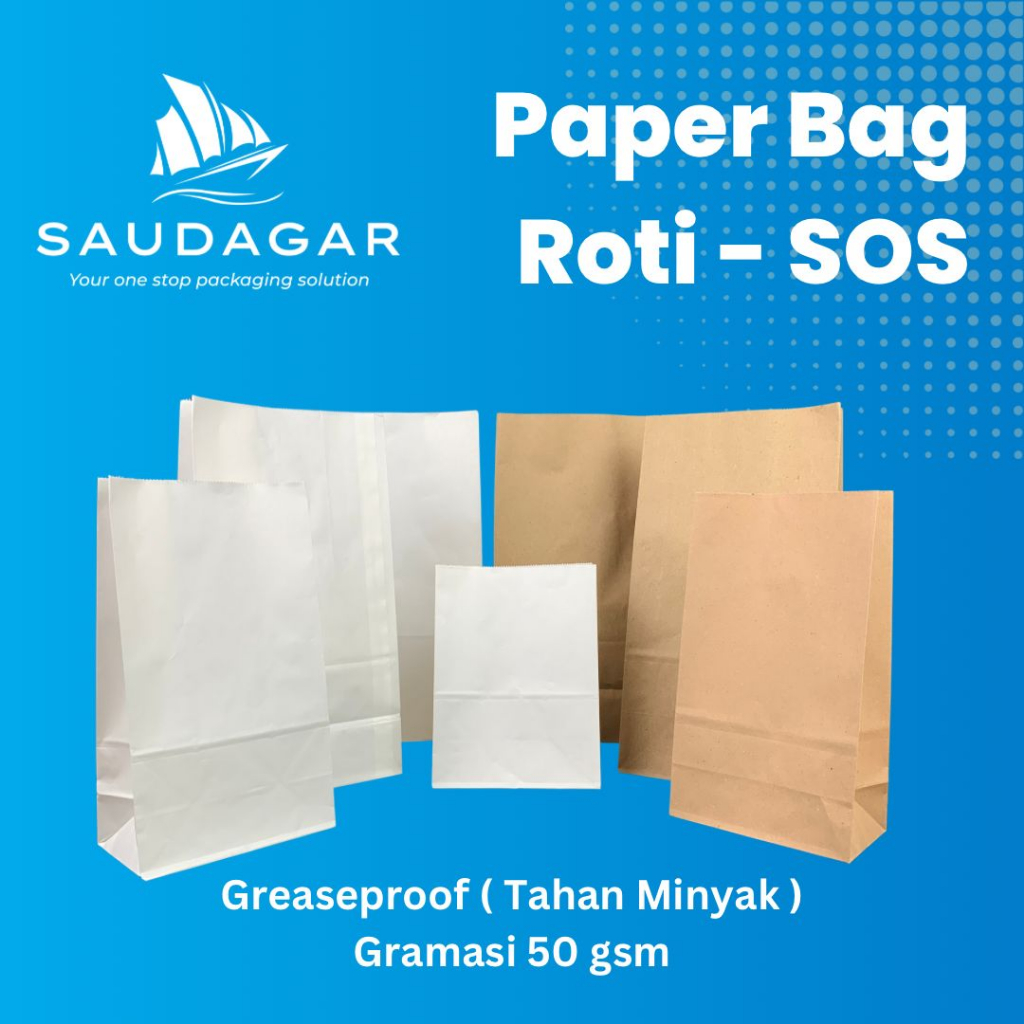 Jual Kantong kertas makanan / roti / food paper bag SOS | Shopee Indonesia