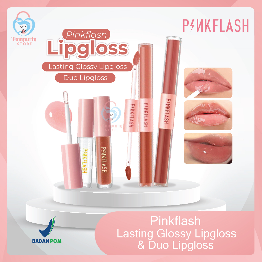 Jual Pinkflash Lasting Glossy Lipgloss / DUO Lipgloss Original BPOM