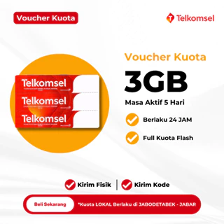 Voucher Kuota Telkomsel 3GB Masa Aktif 5 Hari Full 24 JAM - Paket Data Telkomsel Murah