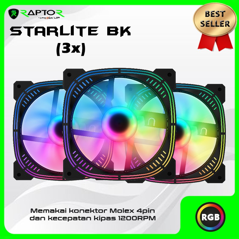 Jual PAKET 3 FAN ARGB STARLITE 12CM / FAN CHASING RGB / FAN CASING 12CM ...