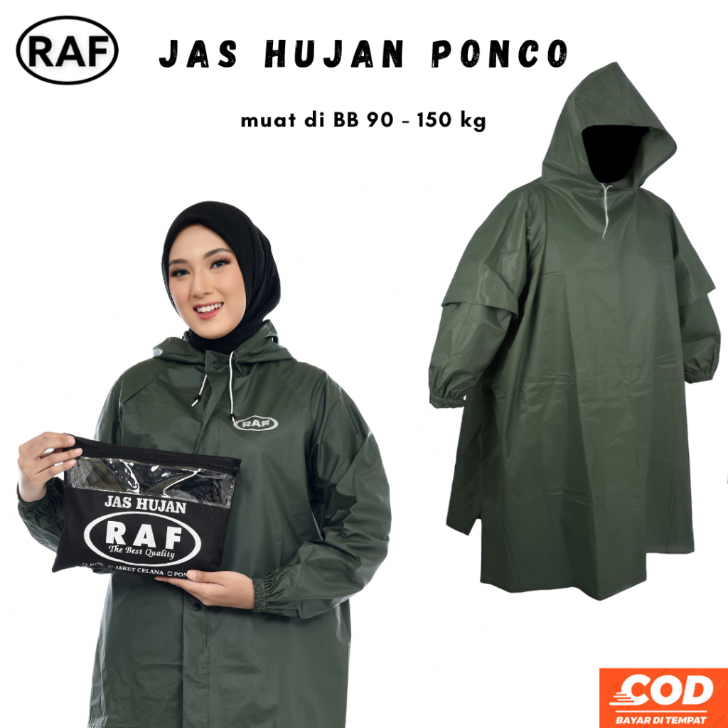 Jual RAF Jas Hujan Ponco Kelelawar Pria Wanita Dewasa Kain Tebal Kuat