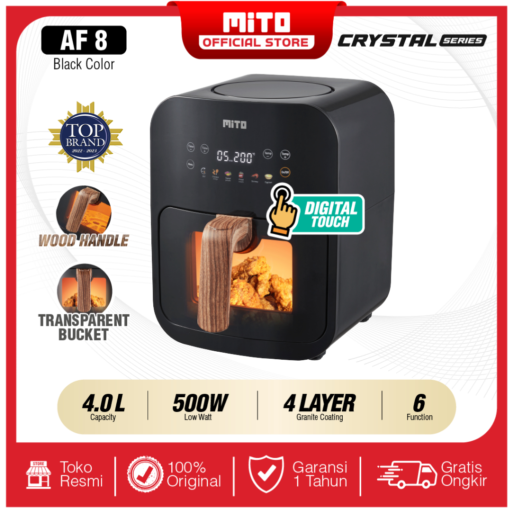 Jual Mito Air Fryer AF8 Crystal Series Original Sehat Memasak Tanpa