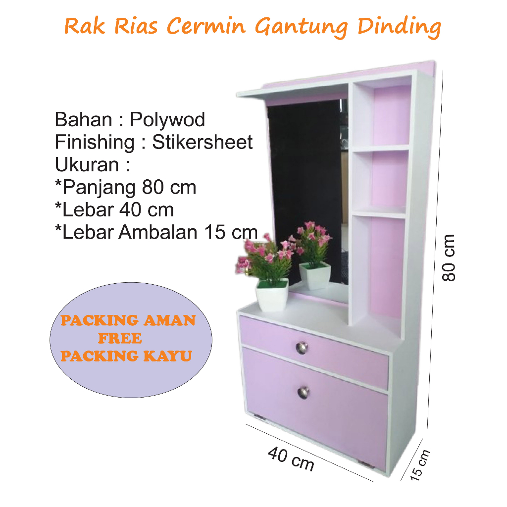 Jual Rak Cermin Rias Makeup Dinding Gantung Ukuran X X Cm Shopee Indonesia