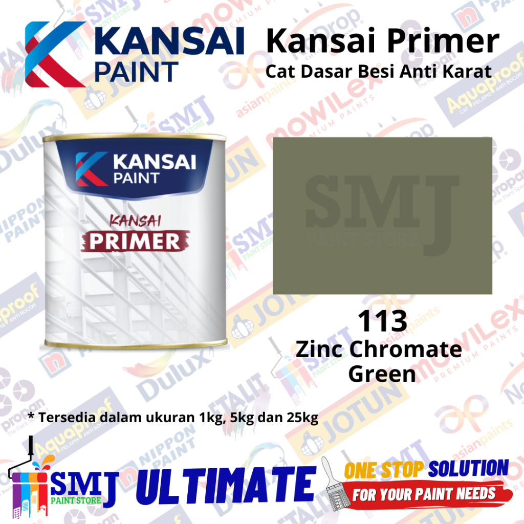 Jual Cat Dasar Besi Anti Karat Meni KANSAI 113 ZINC CHROMATE Green 1kg