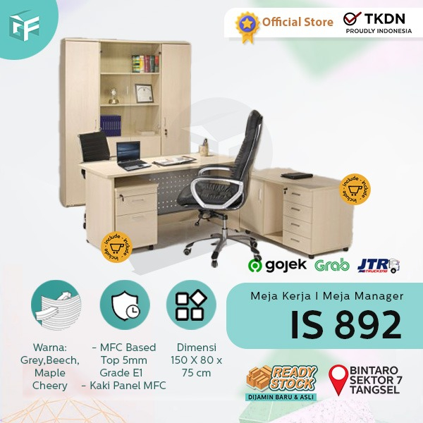 Jual Meja Kerja Meja Kantor Meja Manager Murah Aditech IS 892 | Shopee ...