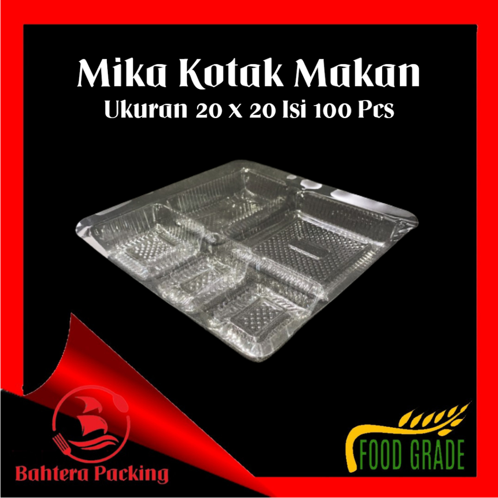 Jual Mika Dus Nasi 20x20 Sekat 5 Dus Makan Catering Mika Plastik Tebal