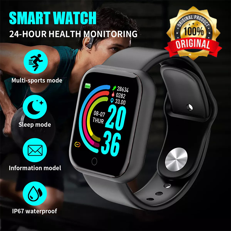 [Plus] SmartWatch Y68 Plus Sport Tahan Air Bluetooth Smart Watch Pelacak  Kebugaran Gelang Pedometer Heart Rate - Main Image