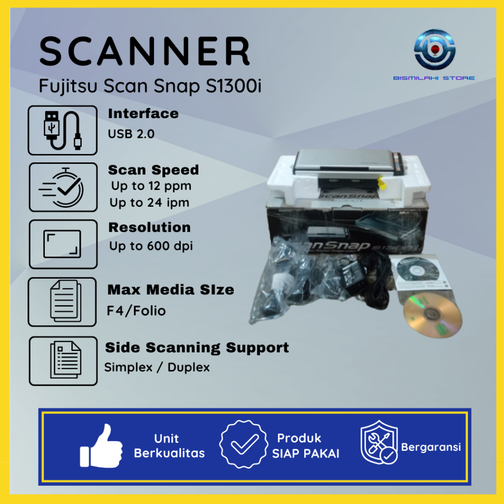 Jual Scanner F4 Fujitsu Scan Snap S1300i Unit Baru Stock