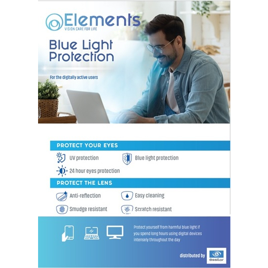 Jual Lensa Kacamata Anti Blue Ray Essilor Elements Blue Light ...