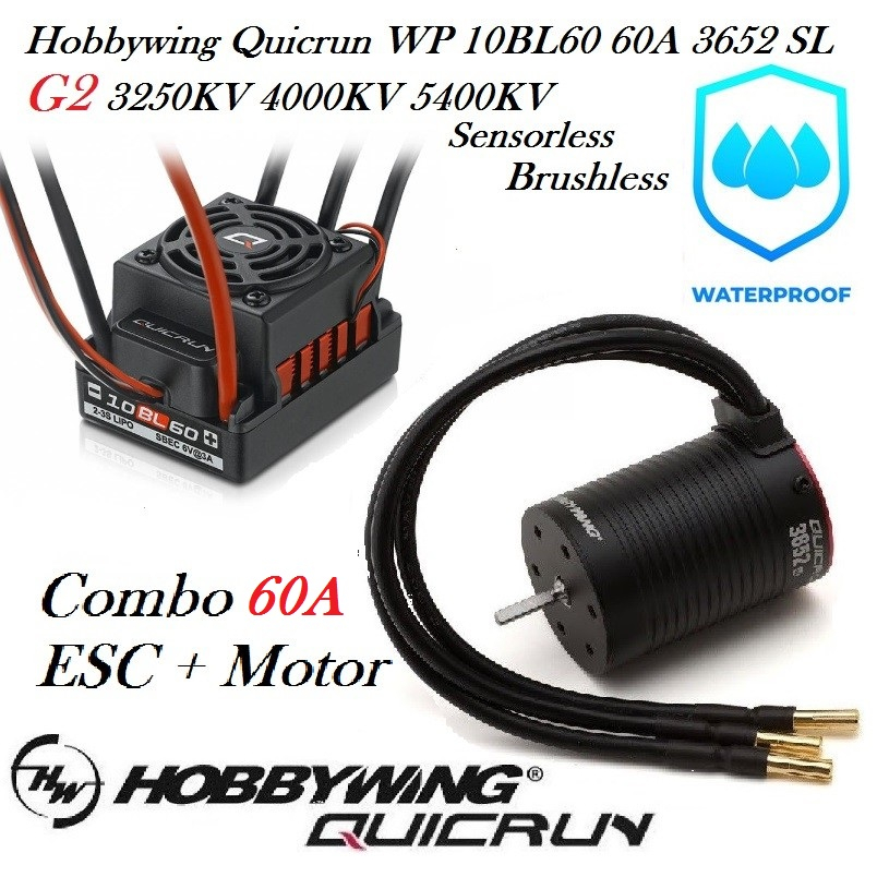 Hobbywing Quicrun Combo 10BL120 G2 ESC + 3652 SL G2 4000KV Brushless Motor – 1/10 1/12 Scale