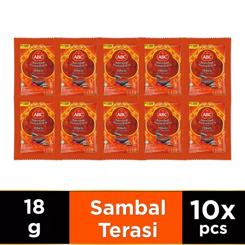 Jual Sambal Terasi Abc Sachet 18gr Isi 10 Pcs Shopee Indonesia