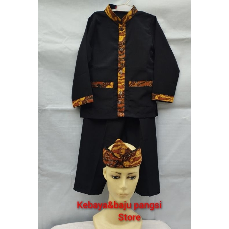 Jual Baju pangsi anak laki batik leher/stelan baju adat daerah anak