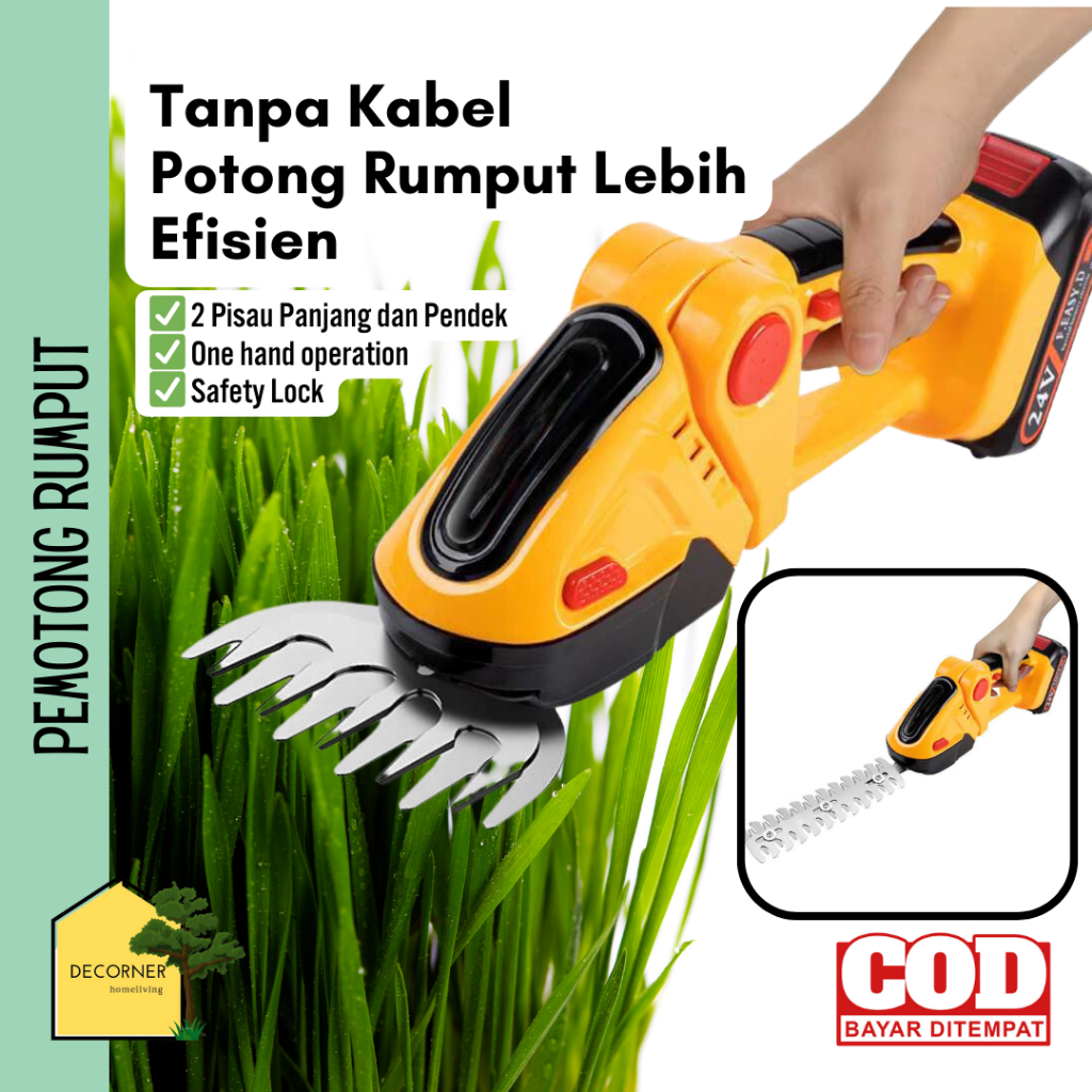 Jual Mesin Rumput Elektrik 2 Pisau Tanpa Kabel 21V 1500Mah | Shopee ...