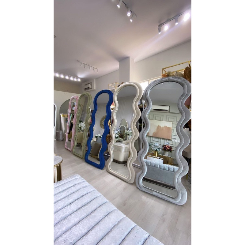 Jual WAVY DRESSING MIRROR 70x180cm ( free packing kayu ) Shopee Indonesia