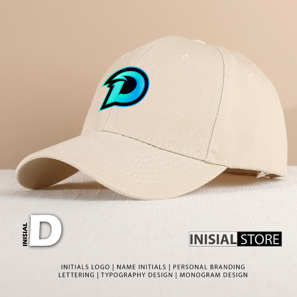 Jual Topi baseball cream inisial sporty nama huruf pria fasion