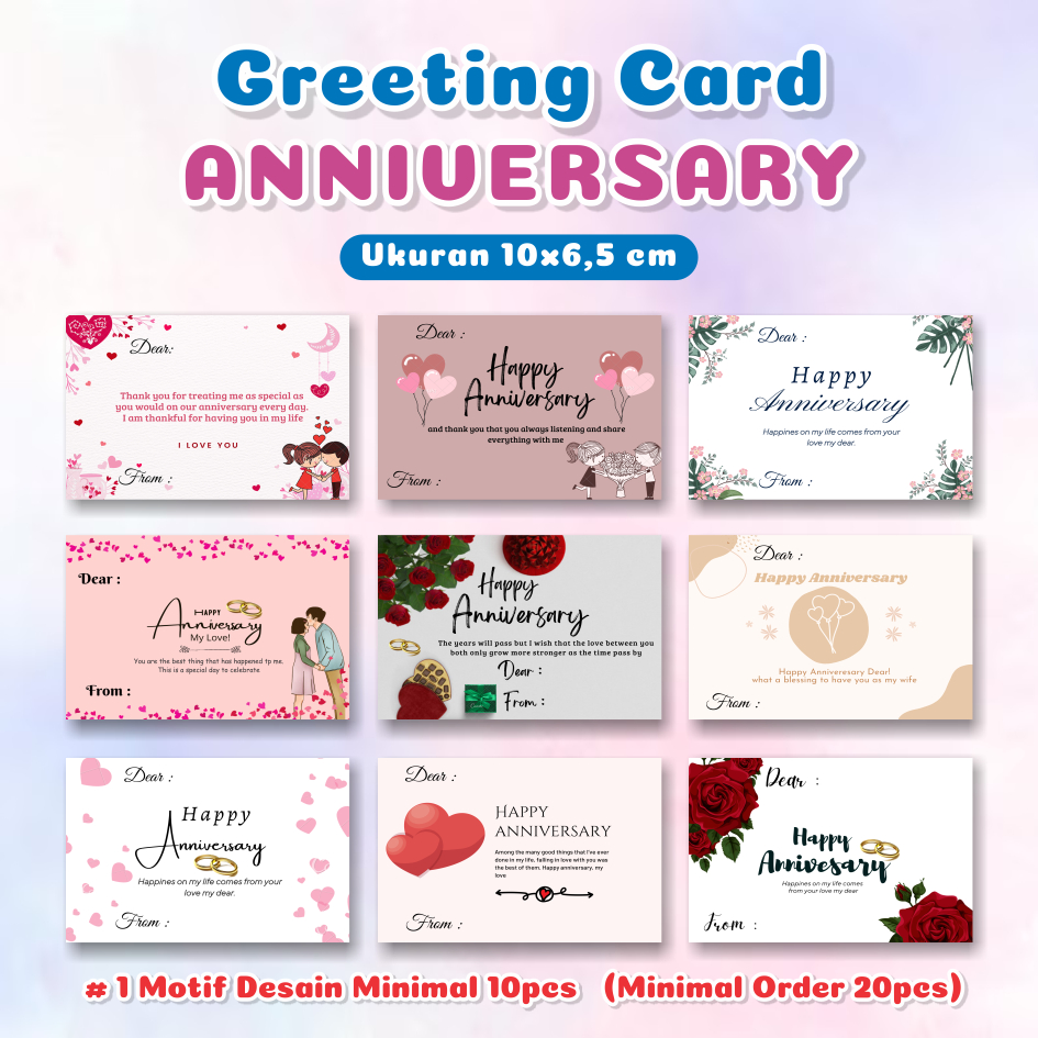 Jual Greeting Card ANNIVERSARY Ukuran 10x6,5 cm Gift Card Kartu