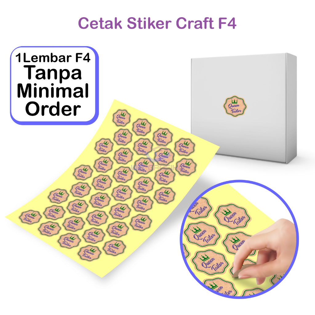 Jual Cetak Stiker Craft F4 Sticker Label Makanan Logo Kemasan Cutting ...