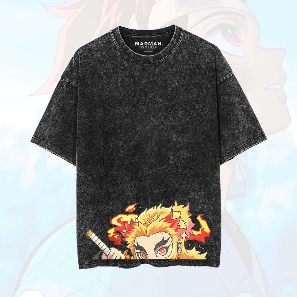 Jual MADMAN Kaos ANIME Oversize Washed DEMON SLAYER 