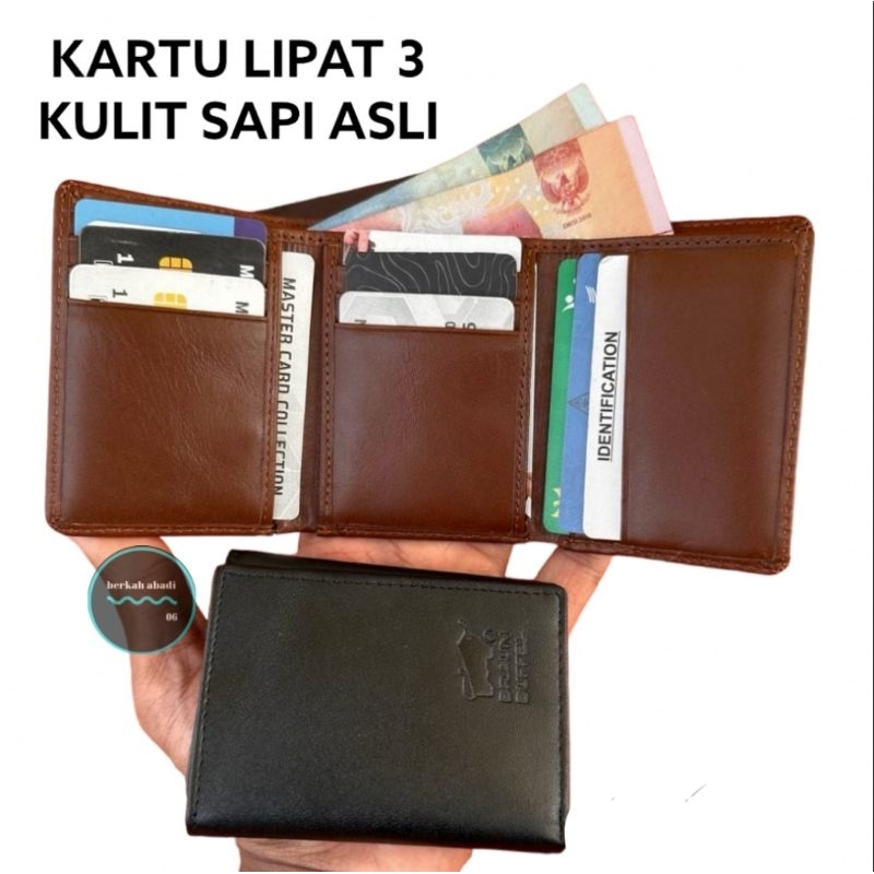 Jual Dompet kulit asli Lipat Tiga Dompet Mini Simple 3 Lipat Kulit sapi ...