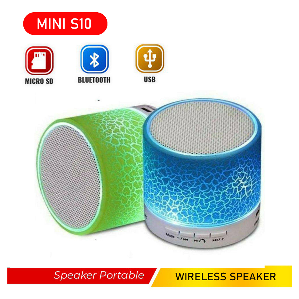 Jual Speaker Bluetooth Mini S10 Wireless Speaker Portable LED Model ...