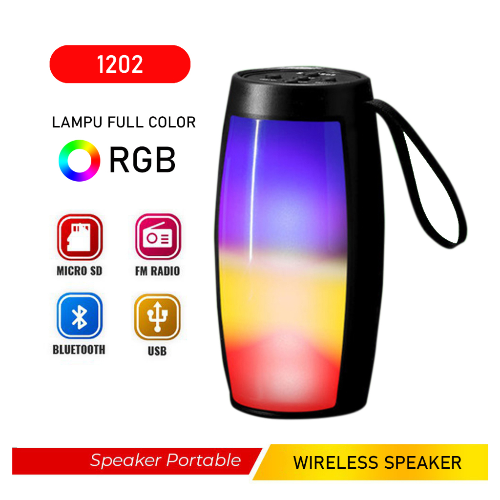 Jual Speaker Bluetooth RGB LED 1202 Wireless Speaker | Shopee Indonesia