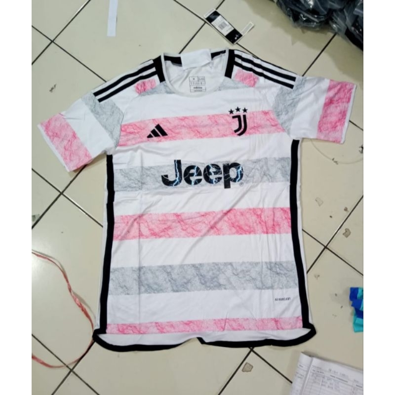 Jual Import Jersey bola Juve Juventus Away 2023/2024 Putih pink list
