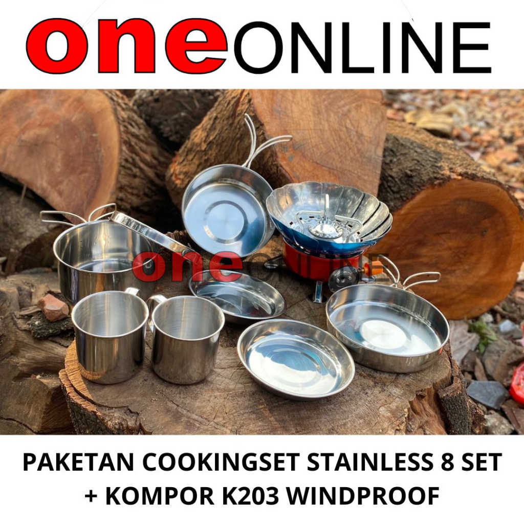 Jual NESTING ISI 8 DAN KOMPOR WINDPROOF cooking set stainless dan ...
