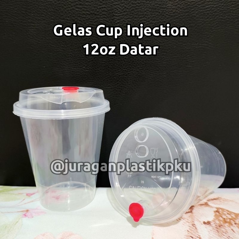 Jual Gelas Cup Injection 12 Oz Datar Tutup Stopper Gelas Thinwall 380 Ml Inject Fore Coffee 0376