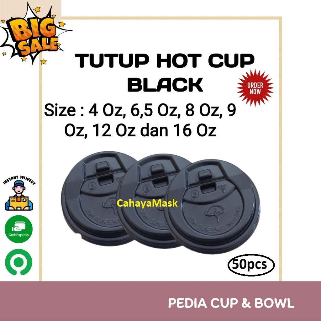 Jual Tutup Gelas Kopi/Lid Paper cup Hitam (50 pcs) | Shopee Indonesia